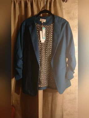 Womens Teal Open-Front Blazer by Worthington